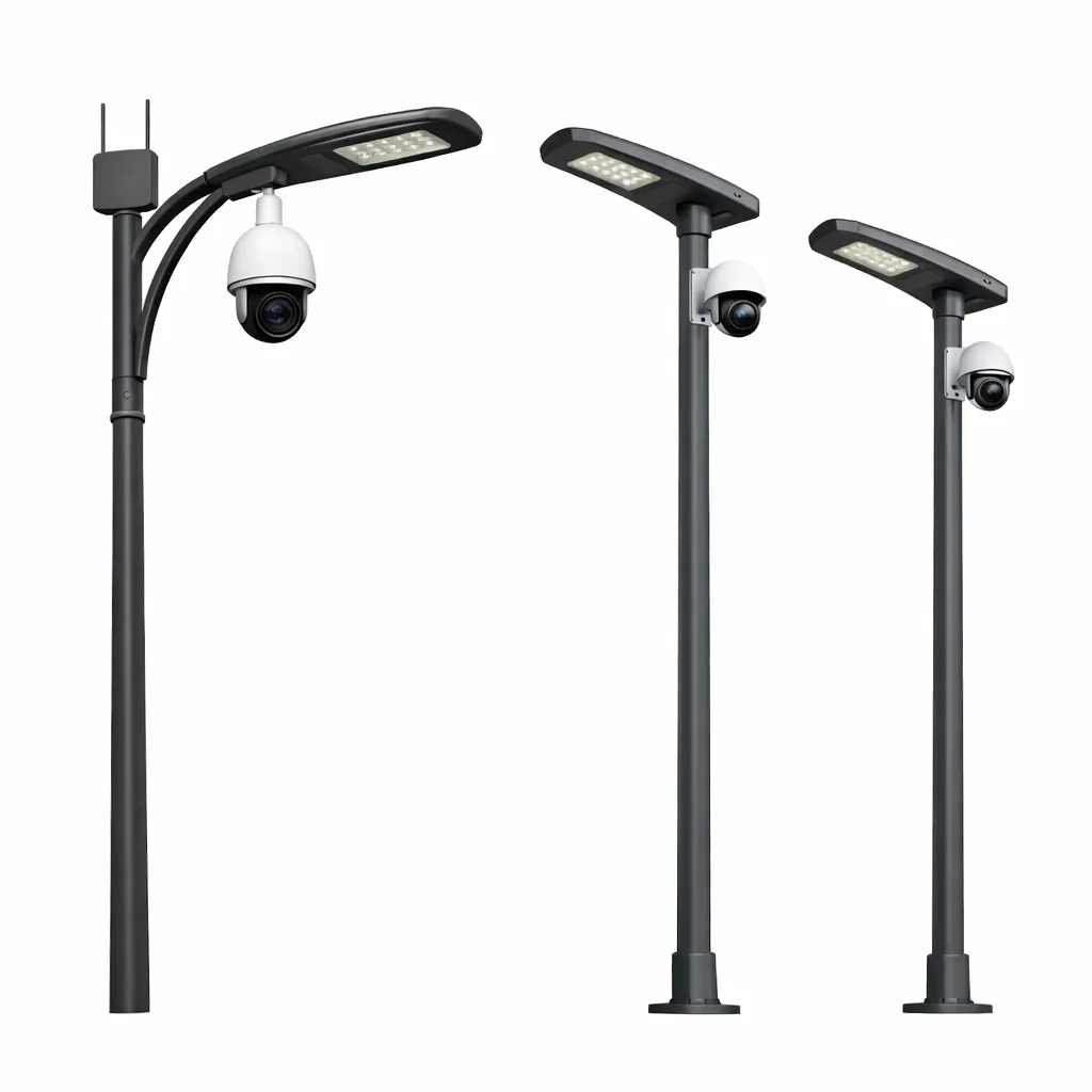 Lampadaires solaires avec caméra de surveillance intégrée