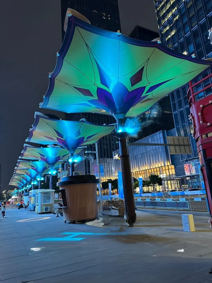 Fleurs lumineuses géantes — aménagement urbain