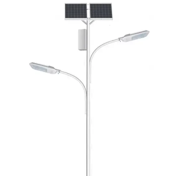 Lampadaire solaire double bras — 2 panneaux photovoltaïques